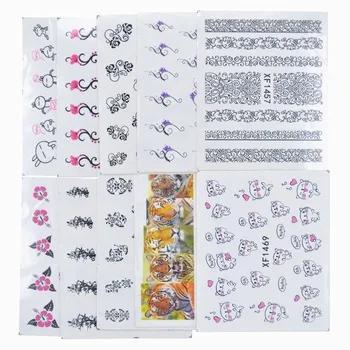 50 Sheets Mixed Styles Watermark Flower Cat Etc Stickers Nail Art Water Transfer Tips Decals Beauty Temporary Tattoos Tools