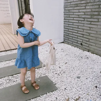 

Toddler Girl Dresses Fashion Korean Ruffled Lapel Baby Clothes for Girls Casual Princess Dress Baby Costumes 2 3 4 5 6 Y Summer