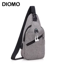 DIOMO Слинг Сумка для мужчин и женщин нагрудная из ткани Оксфорд сумка Одна сумка через плечо спортивная Молодежная USB Комплект для зарядки с отверстием для наушников