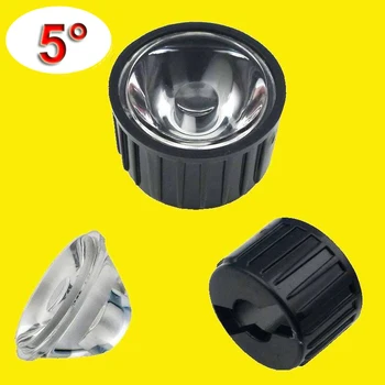 

10pcs/lot 5 Degree Clear LED Lens + 22mm Black holder for 1W 3W 5W LED Light