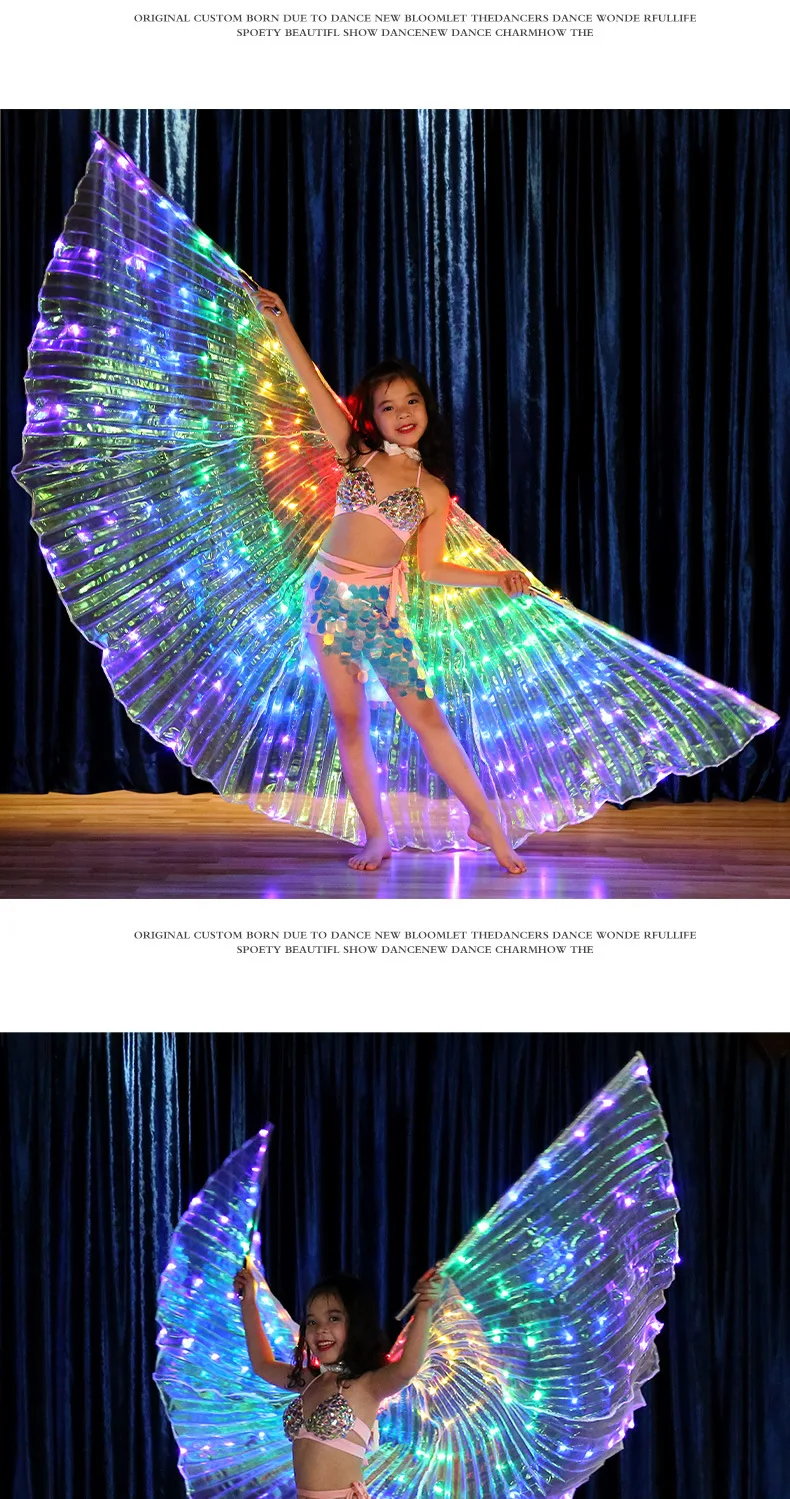 Реквизит для представления Детская Одежда для танцев светодиодный Светодиодные Крылья Light Up костюм интимные аксессуары танец живота крыло
