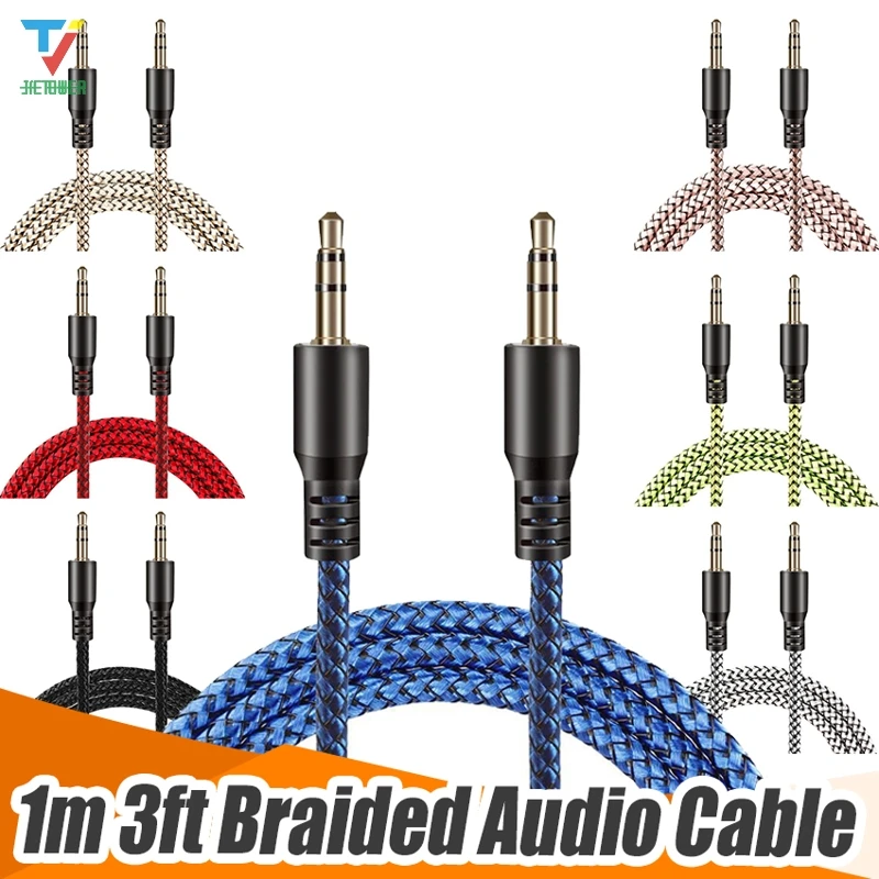 500pcs lot Jack 3 5mm Audio Cable Dragon weave Nylon Braid AUX Cable 1M Headphone Extension Code for Phone Car Headset Speaker