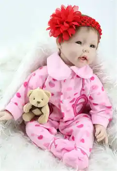 

22" NPK DOLL Lifelike Silicone reborn Baby dolls bebes reborn boneca with magnetic pacifier bjd doll reborn for girl Gift