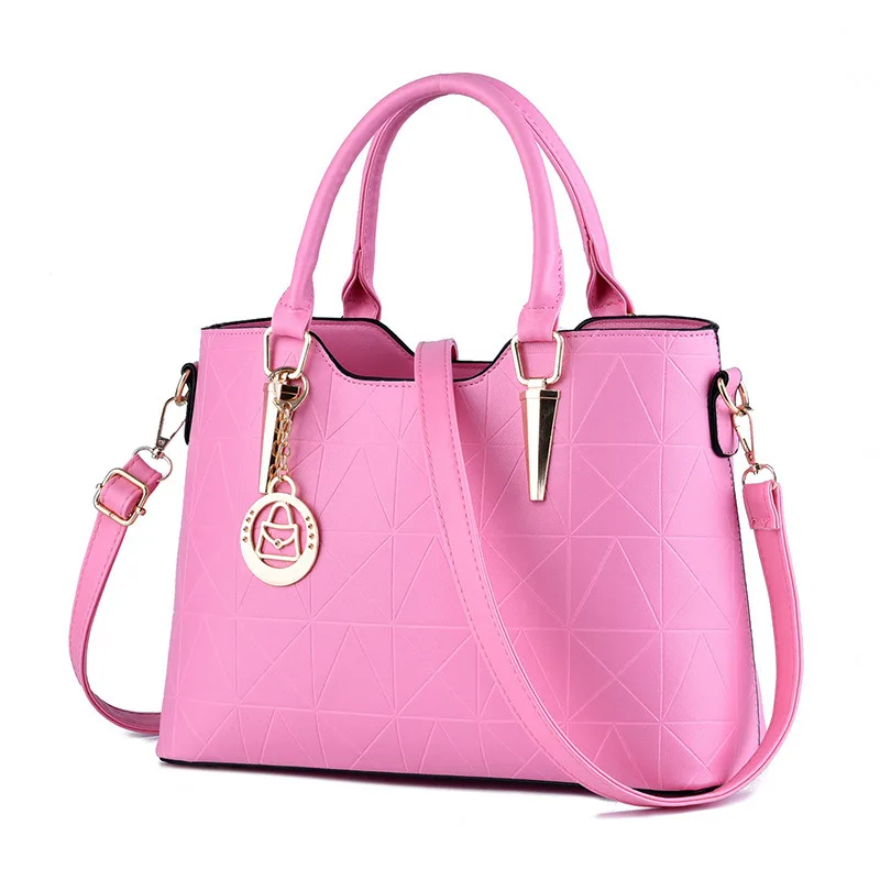 Fashion Casual PU Women Handbag Tote Pink Color Office Lady Shoulder ...