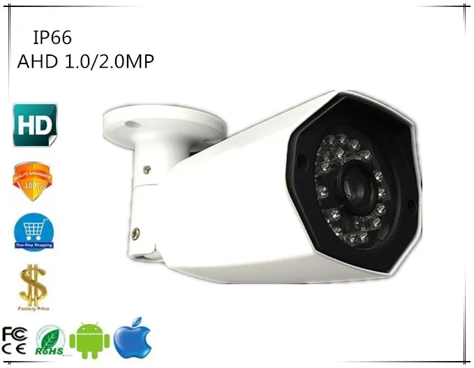 

AHD Bullet Camera 1.0/2.0MP 720/1080 IP66 Waterproof 24 LEDs Infrared NightVision IRC XM330+Sony323 BNC DC 12V Security CCTV