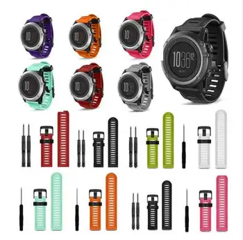 

WatchBands 26mm Soft Silicone Replacement Watch Band With Tools For Garmin Fenix 3 Sports Wriststrap for Garmin Fenix 3HR 200pcs