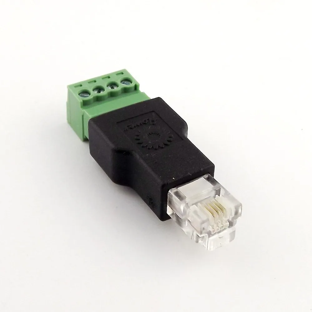 

1pcs Ethernet RJ11 6P4C Male to Screw Terminal 4 Pin Splitter CCTV Adapter Connector