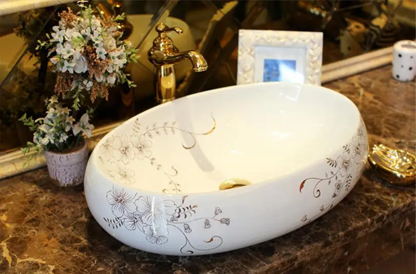 Фарфоровая гардеробная овальная раковина Lavabo столешница для ванной комнаты