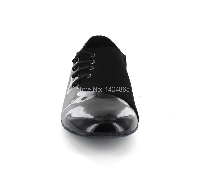 KEEWOO Танцевальная обувь из черной лакированной кожи и нубука для бальных танцев мужская обувь на низком каблуке