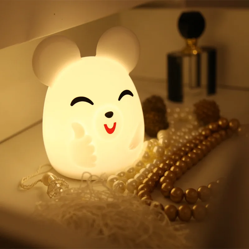 

7 Colors Changed Cartoon Cute Mouse Light Soft Table Lamp Home Decor for Kids Touch Control holiday birthday gift Night light