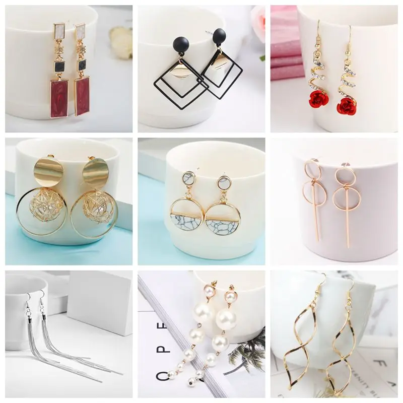 

Korean versio Fashion Flower Earrings Boho Style Women's Geometric Pendant Earrings Women's Wedding Party Earrings Jewelry 2019