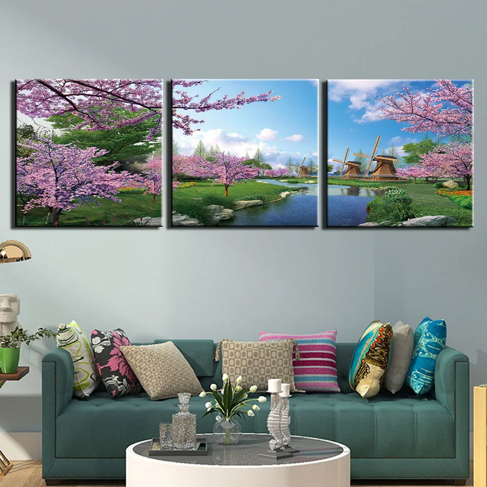 Us 5 22 44 Off Canvas Wall Art 3 Pcs Scenery Pictures Prints Poster For Bedroom Home Wall Decor Canvas Painting Stretched And Framed In Painting