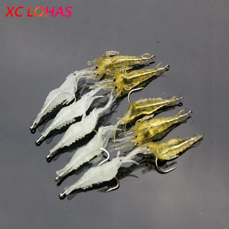 

10 Pcs Artificial Shrimp Lures Simulation Soft Lure / Night Luminous Fake Shrimp Bait Sea River Fishing Tackle