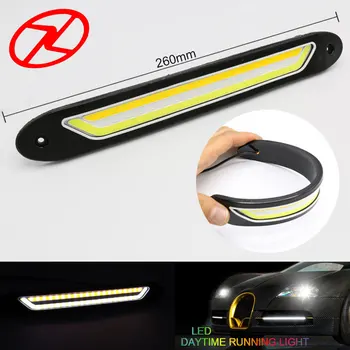 

2PCS LED DRL Daytime Running Lights White with Yellow Turn Signal Driving Lamp Bar IP65 Waterproof DC 12V