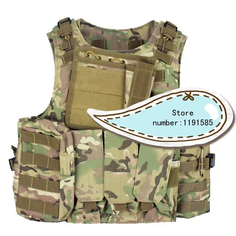 Amphibians Molle Quick Release Chest Rig Harness Tactical Airsoft Paintball Molle Vest W/ Triple 5.56mm Mag Pouch Multicam