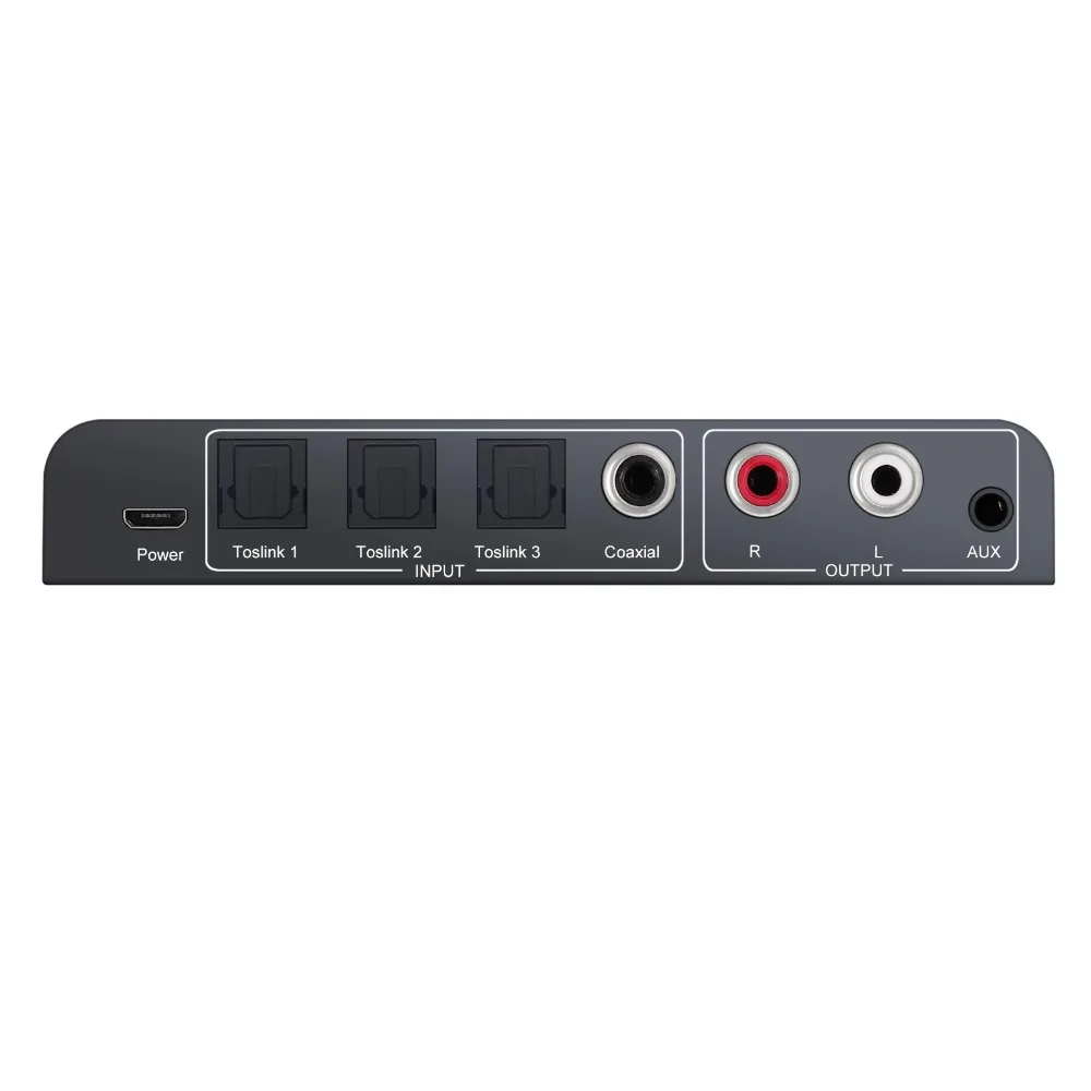 Neoteck 3 Optical SPDIF Toslink One Coaxial Switcher DAC Digital to Analog Audio Converter with IR Remote Support Volume Control