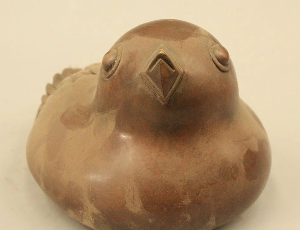 

4"China Chinese Fengshui Pure Bronze Lifelike obese Bird Statue sculpture