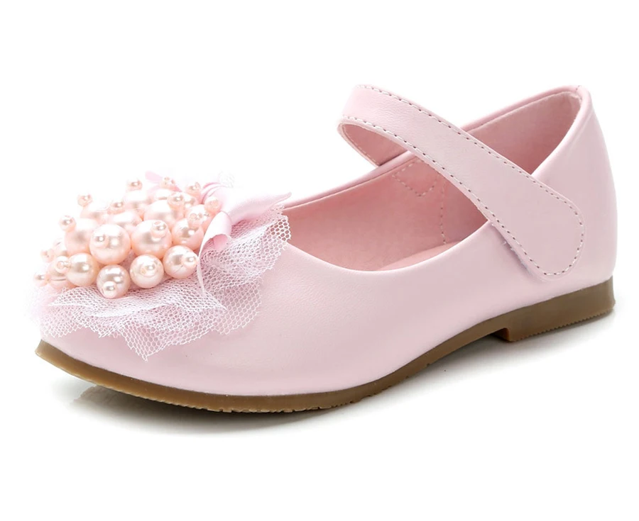 IYEAL/детская обувь для девочек; обувь на плоской подошве; Свадебная обувь с бусинами и жемчужинами; детская обувь для вечеринок; дышащая обувь с бантом из коровьей кожи; цвет белый, розовый