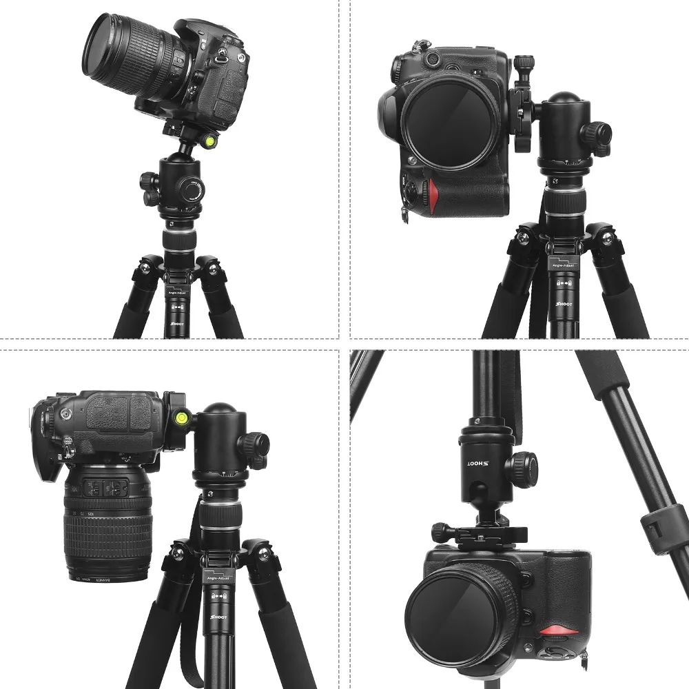  SHOOT Professional Portable Travel Camera Tripod Aluminum Alloy 4-Sections Tripod Stand for Canon N