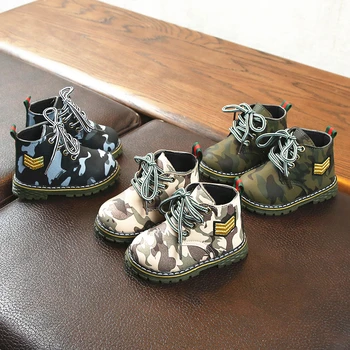 

2019 Autumn Baby Boots Camouflage Navy Baby Girls Shoes Non-slip and Waterproof Boys Martin Boots