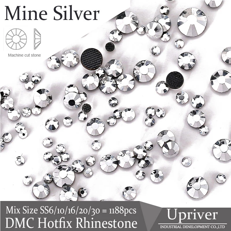 

Upriver Machines Cut Mine Silver DMC Hotfix Rhinestones Glass Flatback Strass Stones