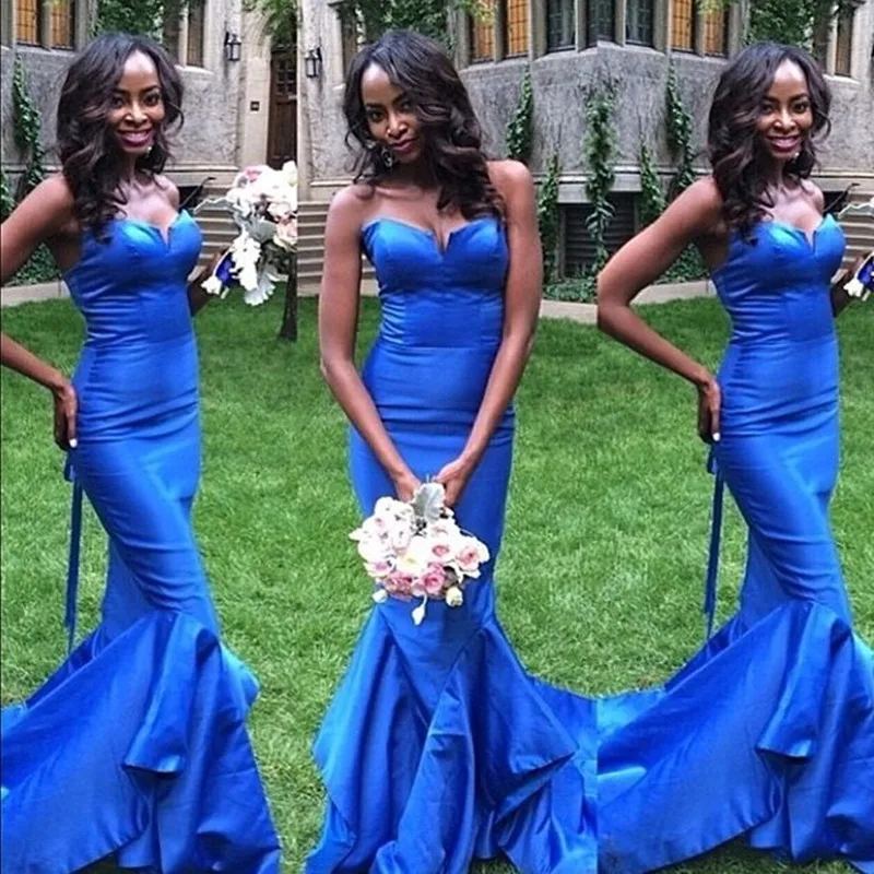 

Unique Design Royal Blue Mermaid Prom Dresses Sexy Sweetheart Women Bridesmaid Wedding Party Dress