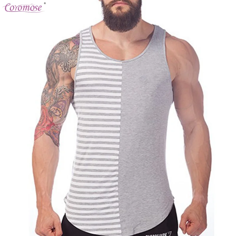 Coromose tank top men solid color 100 cotton loose fit tank top
