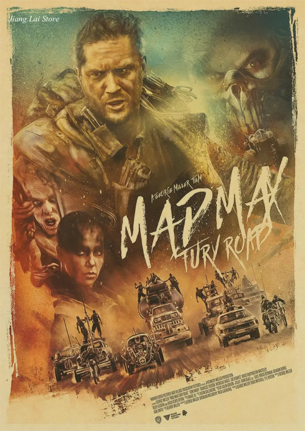 Винтажный постер Mad max Дорога ярости Том Харди Charlize Терон постер фильма плакат ретро Стикеры из крафтовой бумаги Ретро плакат