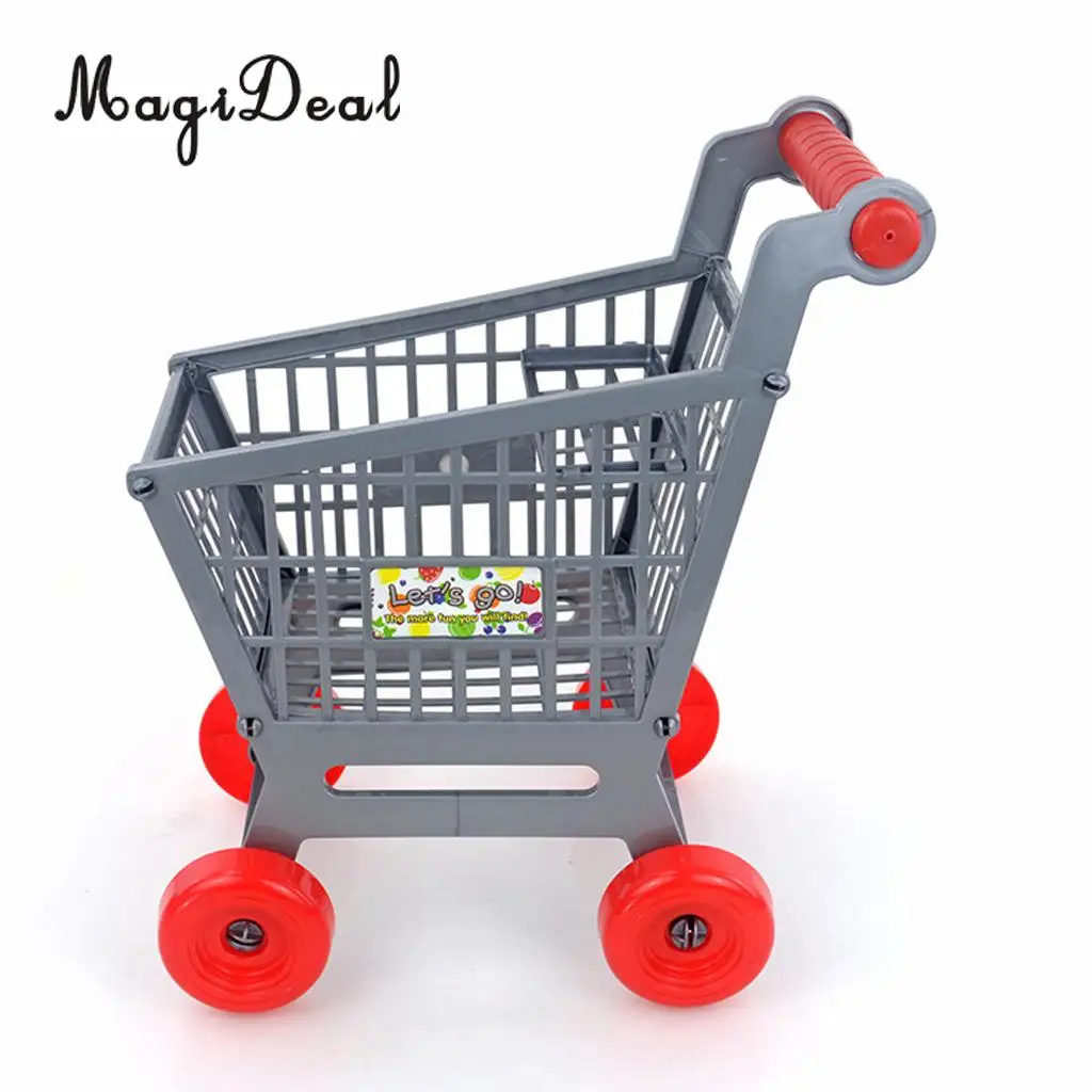 MagiDeal Simulation Miniature Supermarket Shopping Hand Trolley Cart for Kids Children Role Play Game Toy Dollhouse Acc Gray