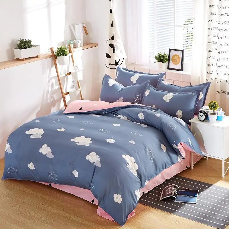 

Simple and naive style high quality Bedding Sets Contain Duvet Cover Bed flat Sheet Pillowcase Bedclothes 4 Pcs