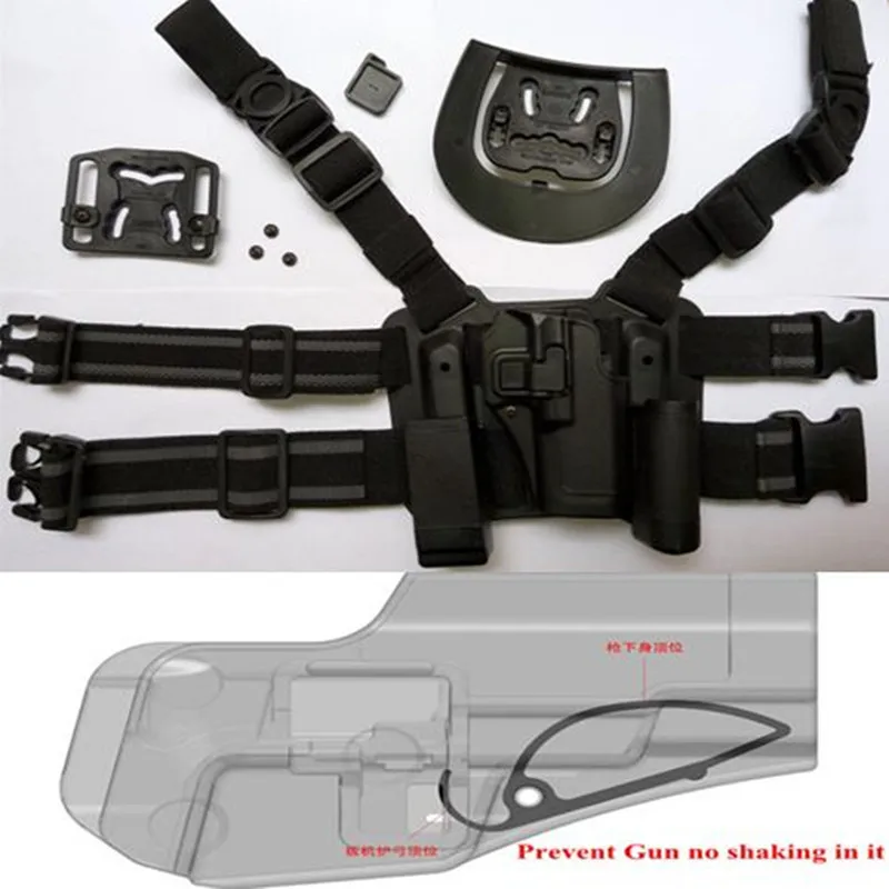Tactical For GLOCK 17 19 22 23 31 32 Airsoft Drop Leg Right hand holster W/ Panel Mag Flashlight
