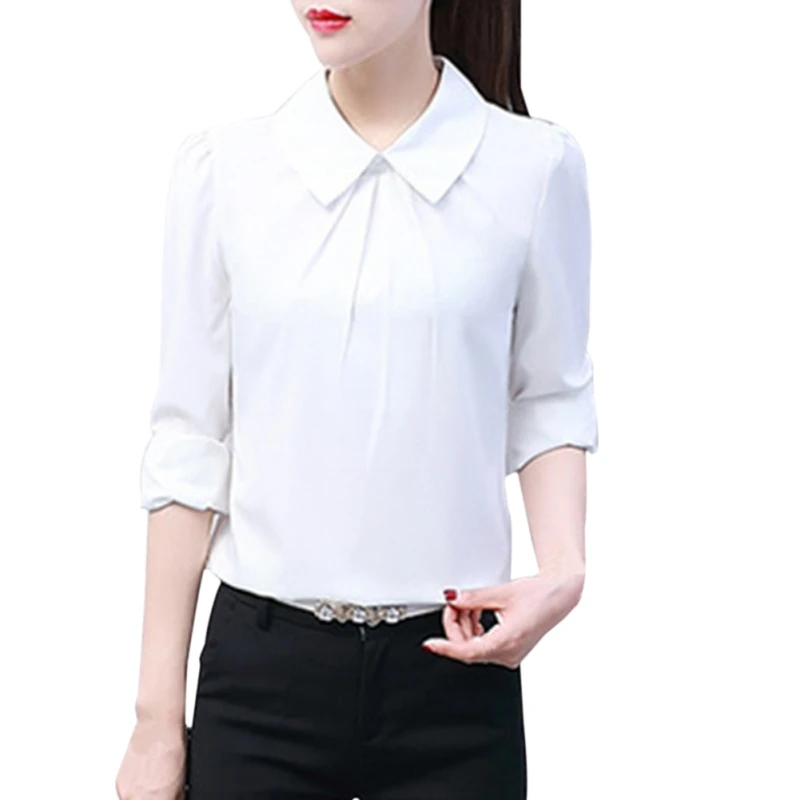 Women Tops Blouses Shirts New Fashion Top Femme Turn-Down Collar Long Sleeve White Blouse