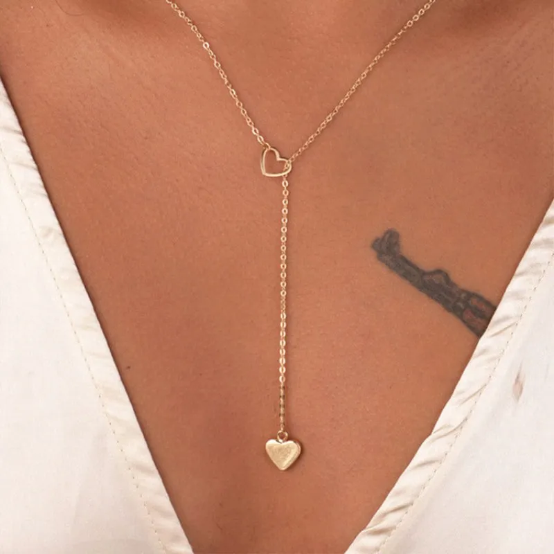 

Trendy Simple Heart Pendant Gold Silver Color Popular Cute Romantic Tiny Necklaces Girl Women Gift Wedding Jewelry Wholesale