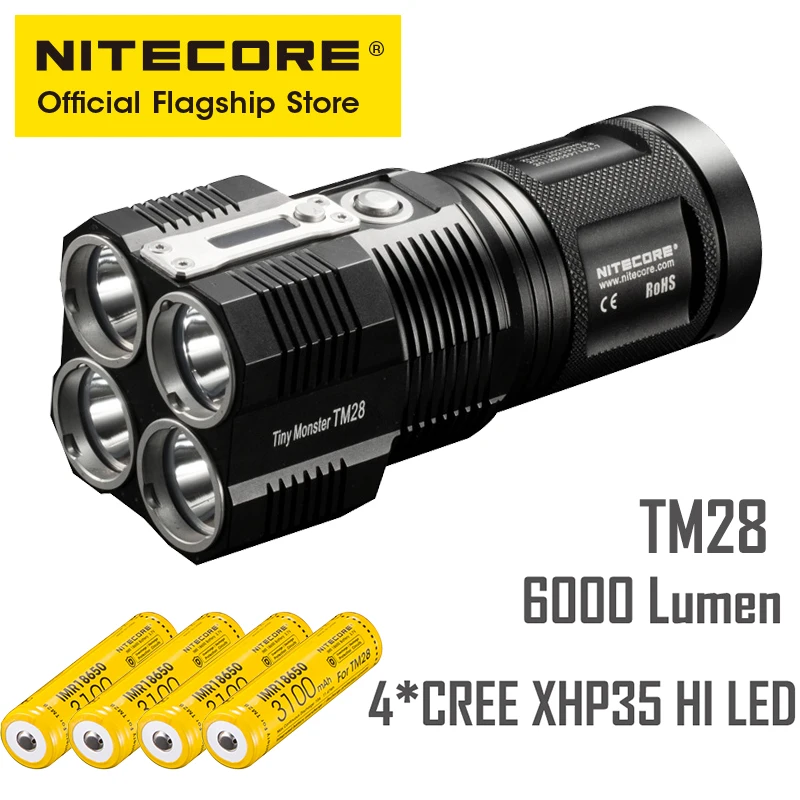 

NITECORE 6000 Lumens Ultra-bright Rechargeable Flashlight Searchlight TM28