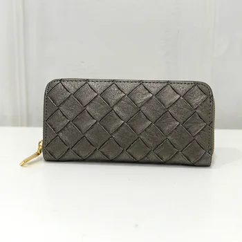 

Big knitting zipper wallet New Korean hand bag leather zipper wallet