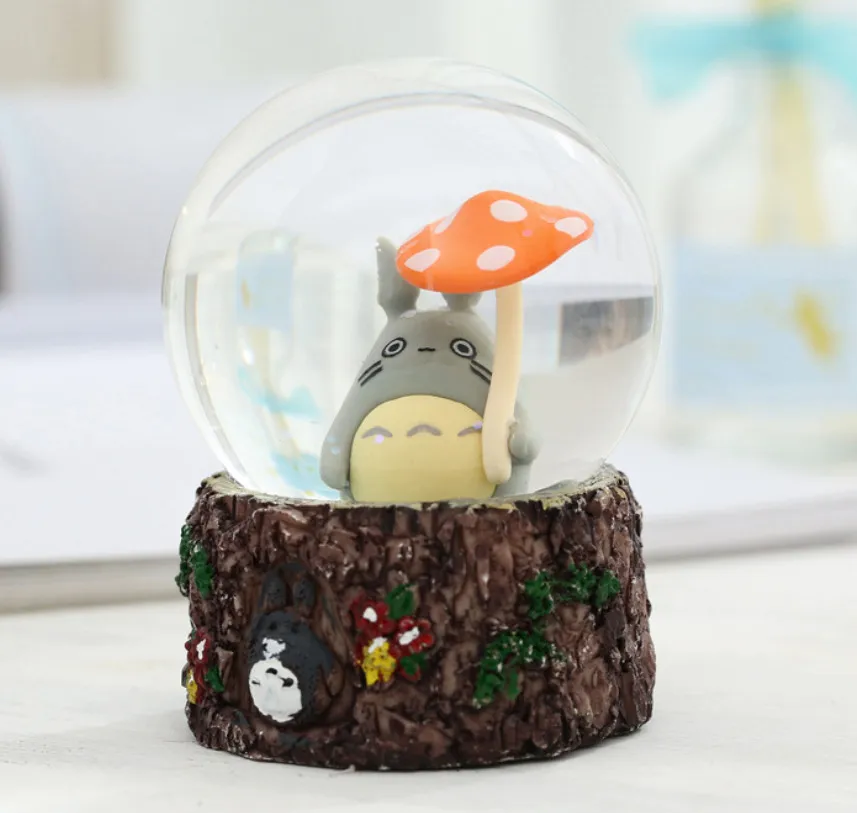 

Rotating diy Totoro Baby Kids Toy music box Swivel snow globe Crystal Colorful Lighted Ball Christmas Gift carrossel Music Box