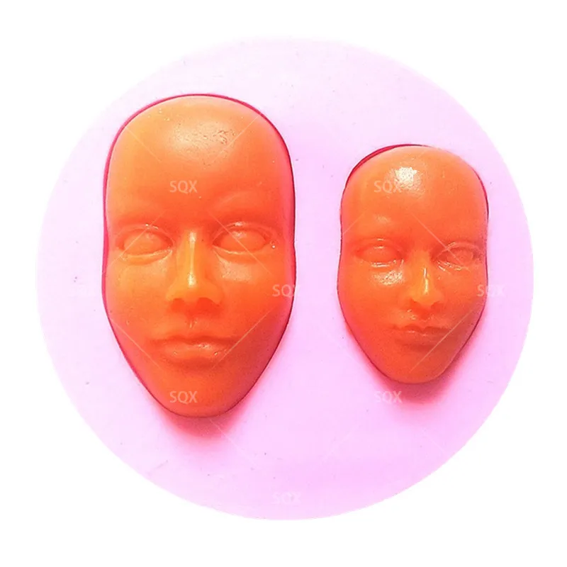2PCS Human Face Fondant Cake Baking Molds,Moule Silicone,Cake