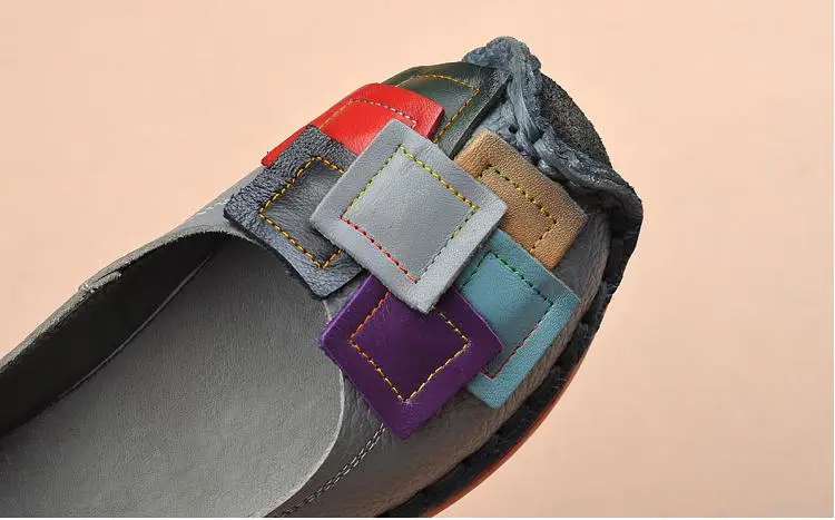 2018 Fashion Women Shoes Genuine Leather Loafers Women Mixed Colors Casual shoes Handmade Soft Comfortable Shoes Women Flats NEW (12)