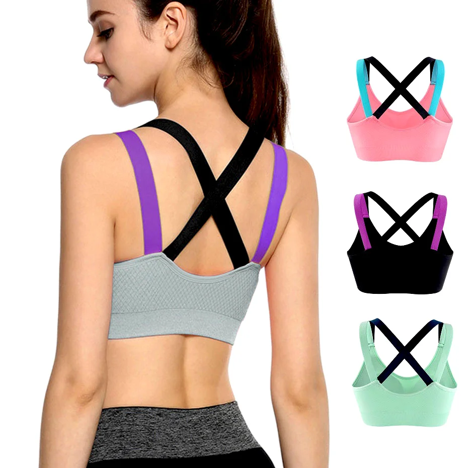 

Push Up Cross Strap Sports Bra Women Fitness Yoga Gym Running Padded Tank Sport Top Athletic Vest Underwear Shockproof