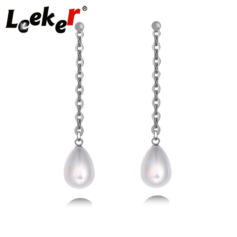 

LEEKER Vintage Jewelry Imitation Teardrop Pearl Earrings Women Long Line Wedding Earings LK9