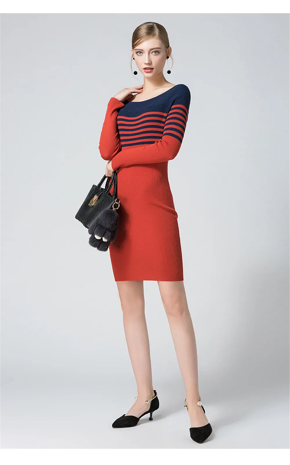 Fashion Autumn Off shoulder Sweater Dress 2017 High Quality Long Sleeve Off Shoulder Slash Neck Knitted Party Dress For women (11)