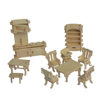 

Kids Toy Miniature Doll House Furniture 3D Wooden Dollhouse Furniture Puzzle DIY Building Model Toys for Children Birthday Gifts