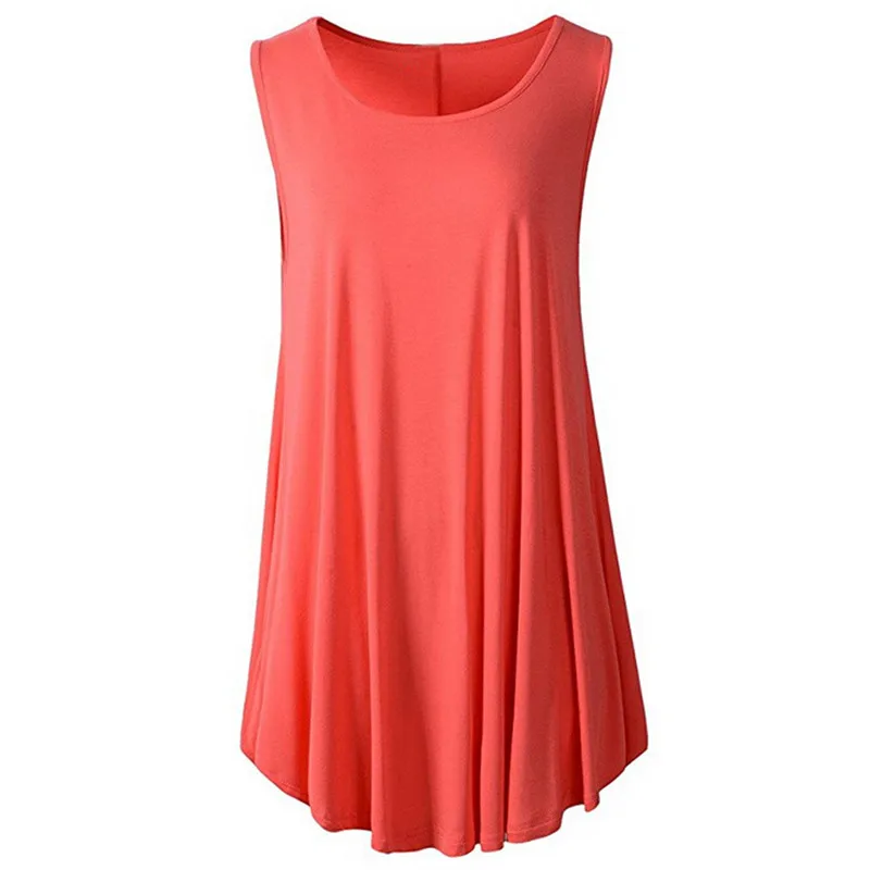 

Femme Blouse Fashion Womens Tops And Blouses Women Casual Solid O-Neck Sleeveless Tunic Swing Flare Tank Top Vest For 2018