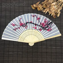 100 шт. 21x38 см китайский бамбуковый Карманный вентилятор цветок вишневый цвет ручные складные веера свадебные и вечерние сувениры