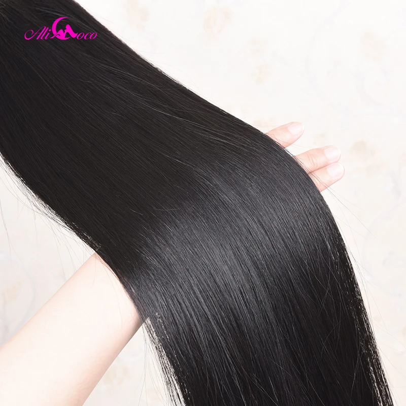  Ali Coco Straight Hair 8-40 Inch Human Hair Extensions 28 30 32 34 36 38 Inch Brazilian Hair Weave 