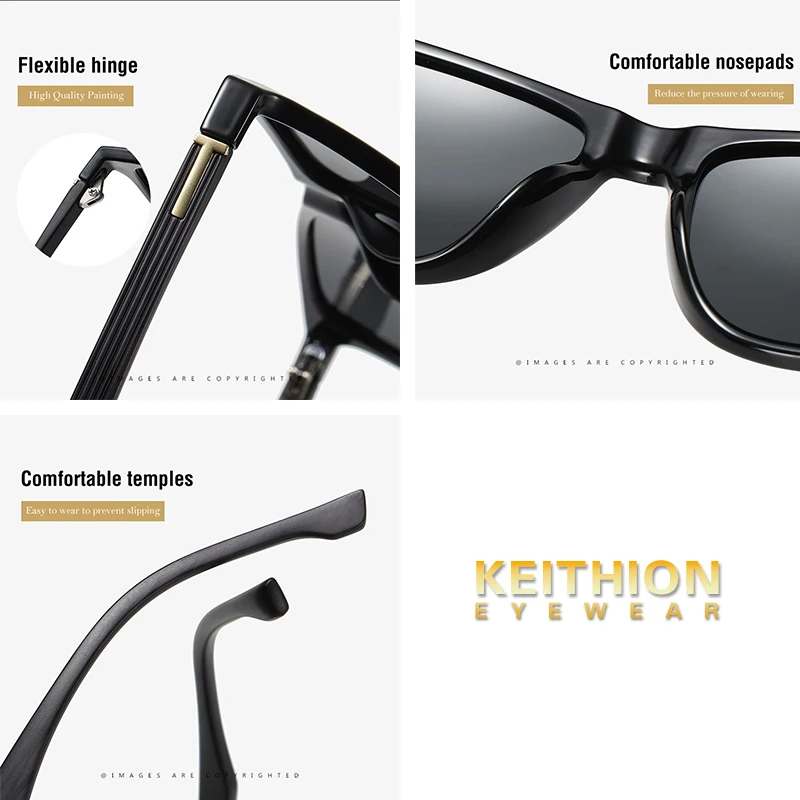 KEITHION Brand Design Polarized Sunglasses Men Square Frame Mirror Sun Glasses Outdoor Driving Fashion Uv400 Eyewear