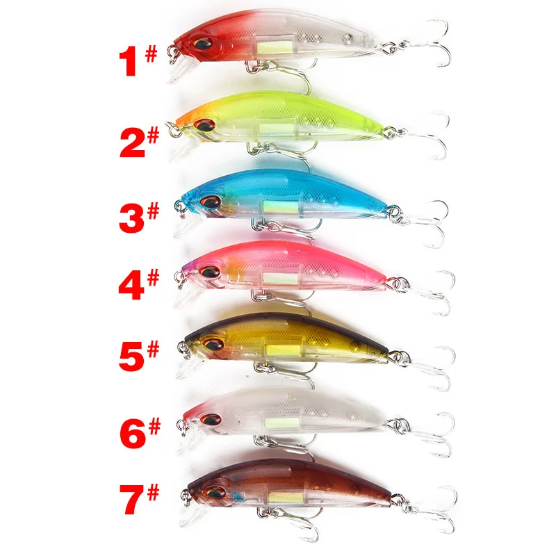 

7Pcs/lot Colorful Lifelike Stripe Minnow Lure Wobblers Fishing Hard Bait With 2 Hooks For Sea Fishing Tackle Crank Lure