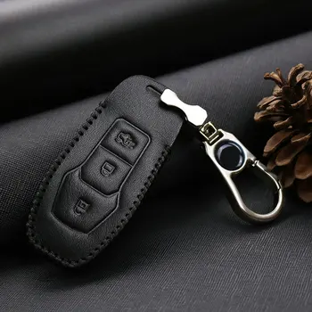 

Leather Car Key Cover Case For Ford Mondeo Kuga Mustang Edge MK3 MK4 MK5 Ranger C S-Max Explorer 5 Fiesta ST F15 Galaxy Fusion