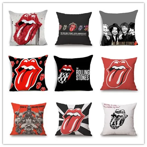 

European Style Christmas Decoration Cushion Cases Rock Tongue Linen Printing Home Cushion Case Hug