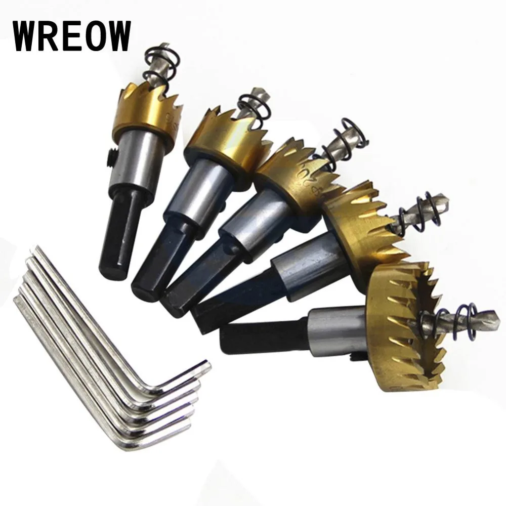 5pc/set HSS Titanium Twist Drill Bit Drilling Hole Saw Cutting Kit